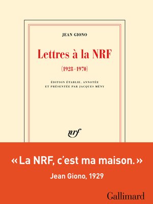 cover image of Lettres à la NRF (1928-1970)